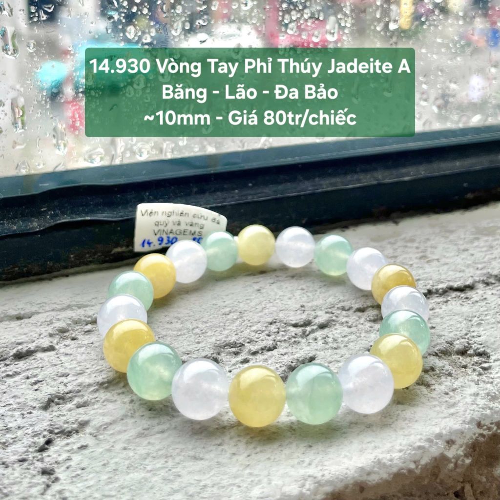14.930 Vòng Tay Phỉ Thuý Jadeite A - Băng - Lão - Đa Bảo ~ 10mm