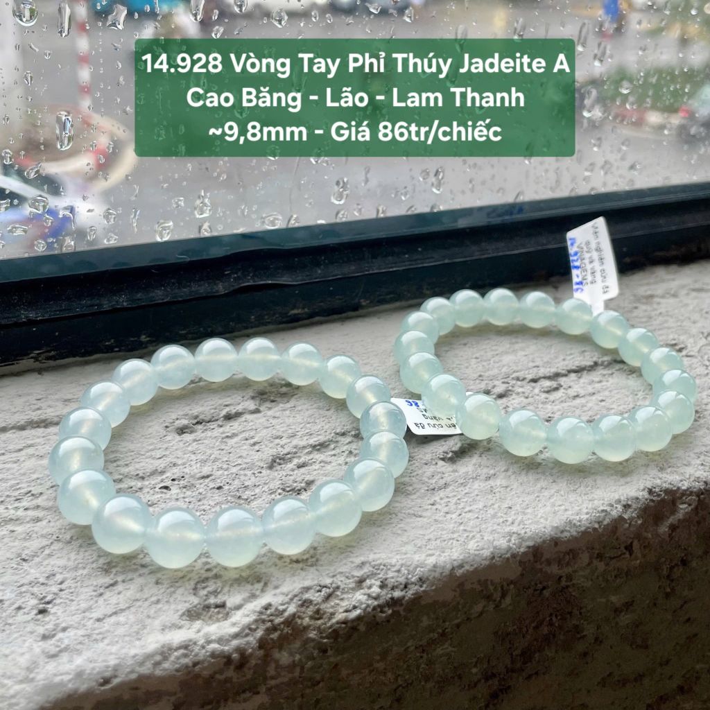 14.928 Vòng Tay Phỉ Thuý Jadeite A - Cao Băng - Lão - Lam Thanh ~ 9,8mm