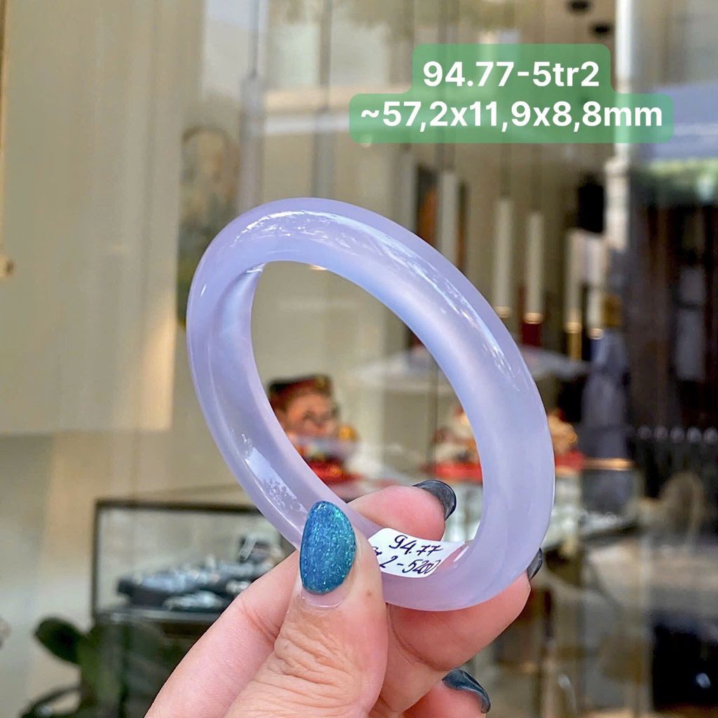 Vòng Hẹ Ngọc Tuỷ Chalcedony Tử La Lan ~57,2x11,9x8mm 94.77