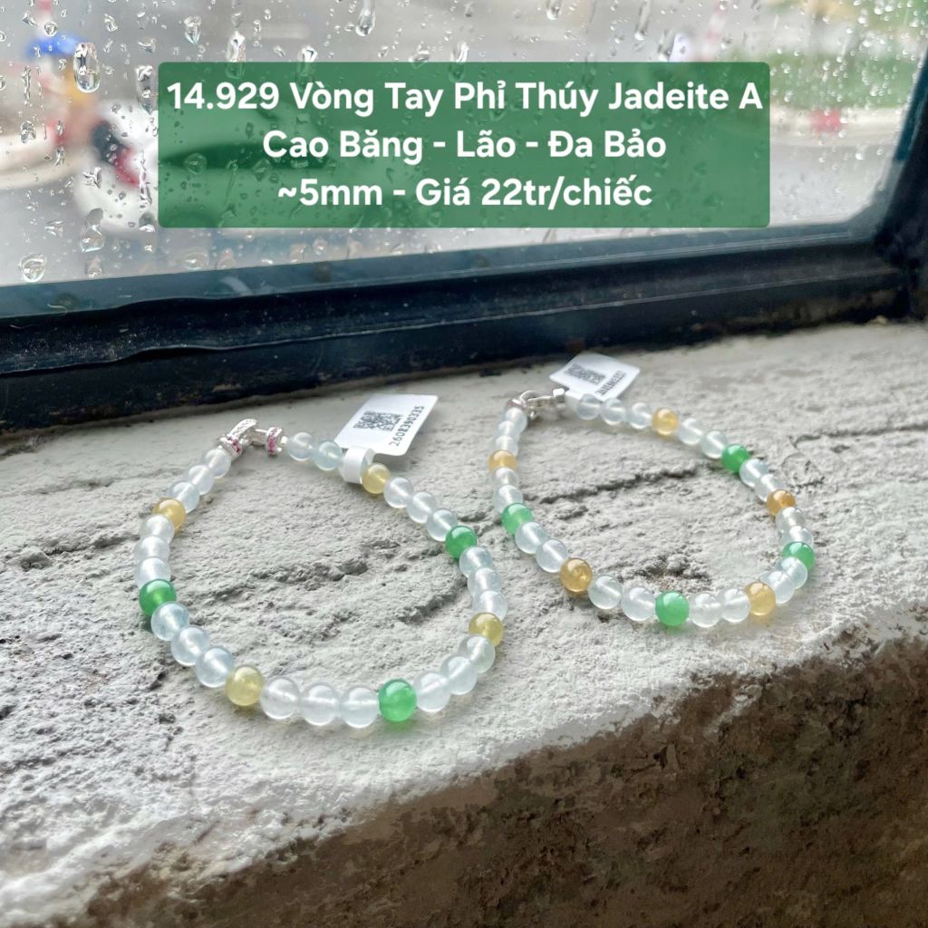 14.929 Vòng Tay Phỉ Thuý Jadeite A - Cao Băng - Lão - Đa Bảo ~ 5mm