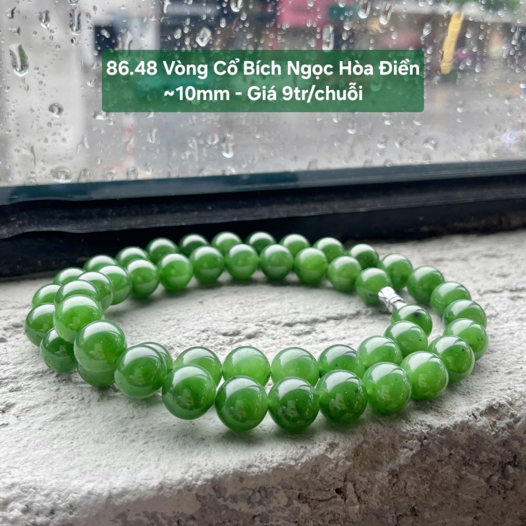 86.48 Vòng Cổ Bích Ngọc Hoà Điền ~10mm