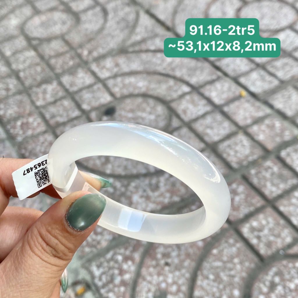 Vòng Ngọc Tuỷ Chalcedony bạch nguyệt quang ~53,1x12x8,2mm 91.16
