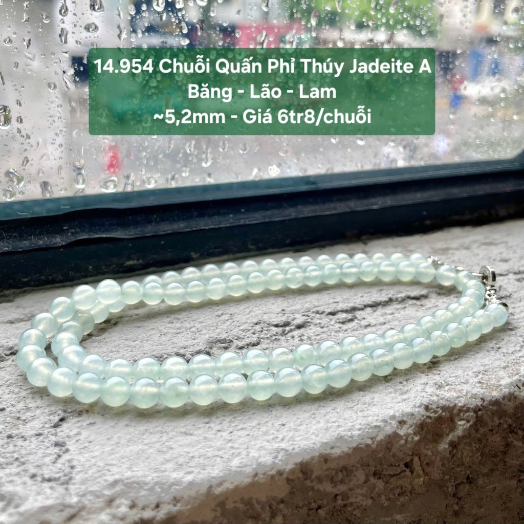 14.954 Chuỗi Quấn Phỉ Thuý Jadeite A - Băng - Lão - Lam ~5,2mm