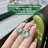 132.45 Khuyên Khấu Phỉ Thuý Jadeite A - Băng - Hoa Bay Lục - VT14K - Mois ~ 14,3x4,7mm