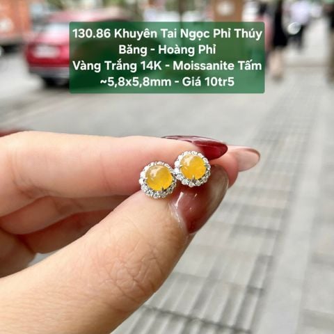 Khuyên tai Ngọc Phỉ Thuý Băng - Hoàng Phỉ VT14K - Mois tấm ~5,8x5,8mm 130.86