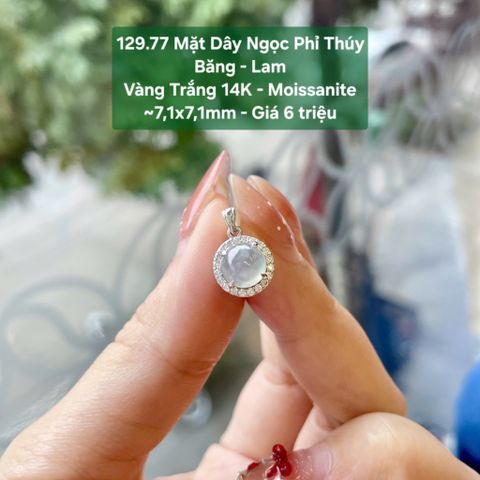 Mặt Dây Ngọc Phỉ Thuý Băng - Lam VT14K - Moissanite ~ 7,1x7,1mm 129.77
