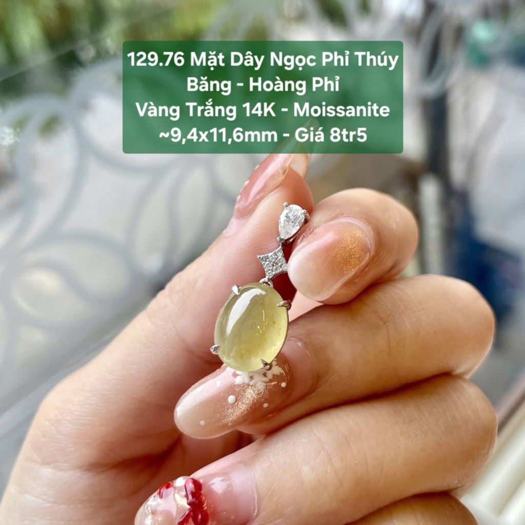 Mặt Dây Ngọc Phỉ Thuý Băng - Hoàng Phỉ VT14K - Moissanite ~ 9,4x11,6mm 129.76