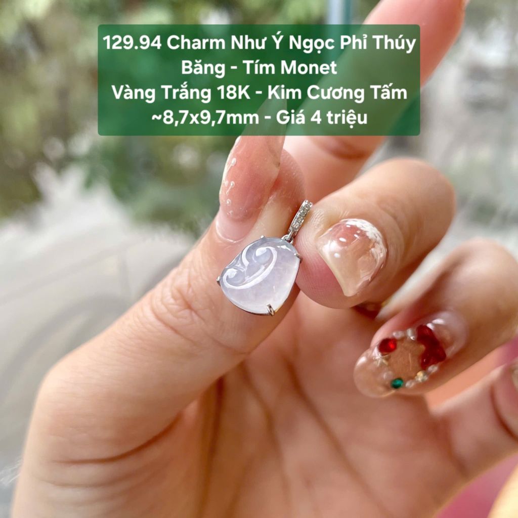 Charm Như Ý Ngọc Phỉ Thuý Băng - Tím Monet VT18K - Kim cương tấm ~8,7x9,7mm 129.94