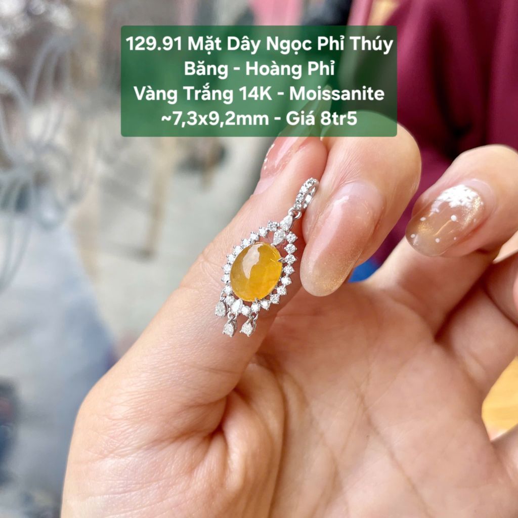 Mặt Dây Ngọc Phỉ Thuý Băng - Hoàng Phỉ VT14K - Moissanite ~7,3x9,2mm 129.91