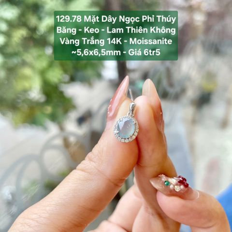 Mặt Dây Ngọc Phỉ Thuý Băng - Keo - Lam Thiên Không VT14K - Moissanite ~5,6x6,5mm 129.78