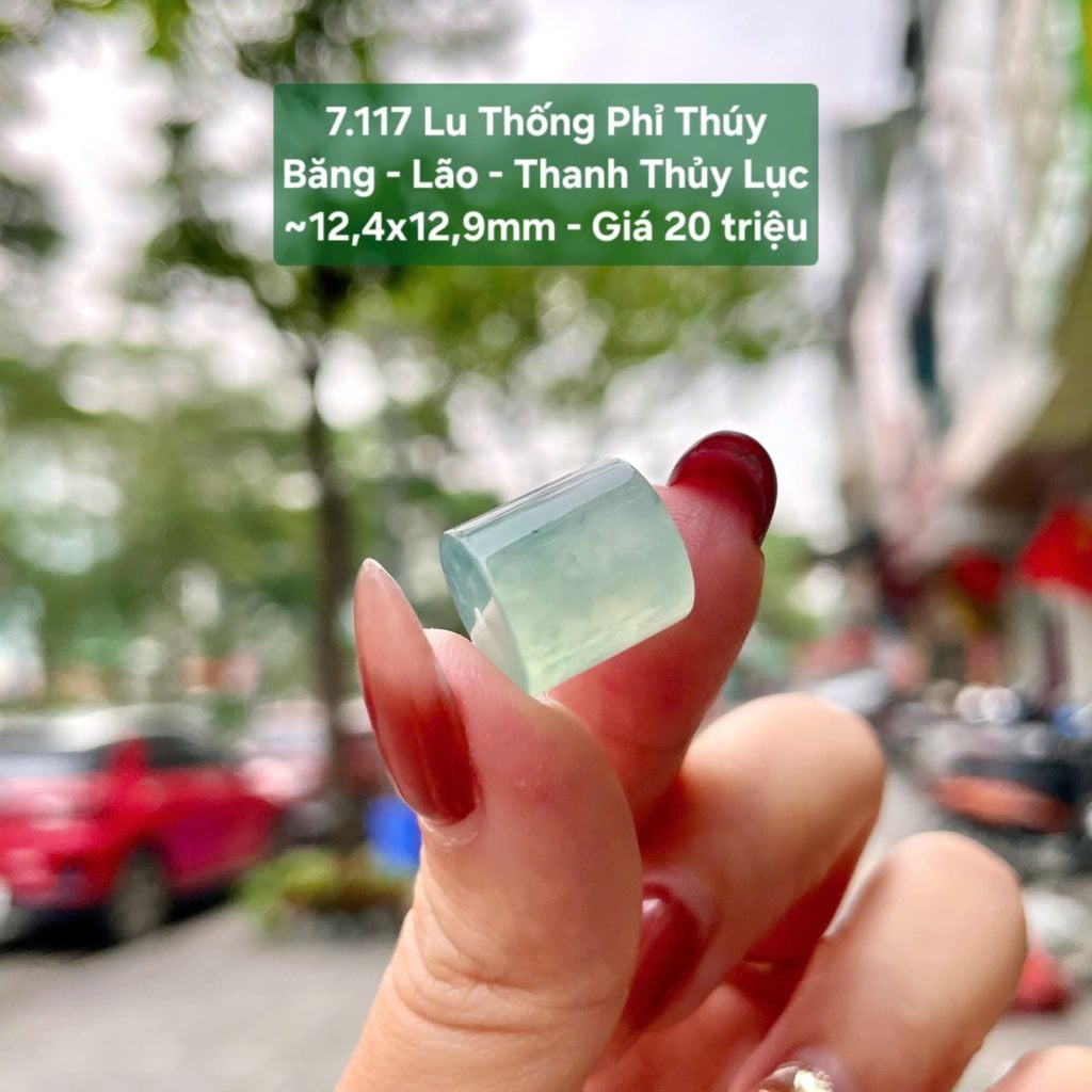 Lu Thống Phỉ Thuý Băng - Lão - Thanh Thuỷ Lục ~12,4x12,9mm 7.117