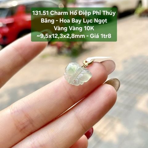 131.51 Charm Hồ Điệp Phỉ Thúy Băng - Hoa Bay Lục Ngọt - VV10K ~9,5x12,3x2,8mm
