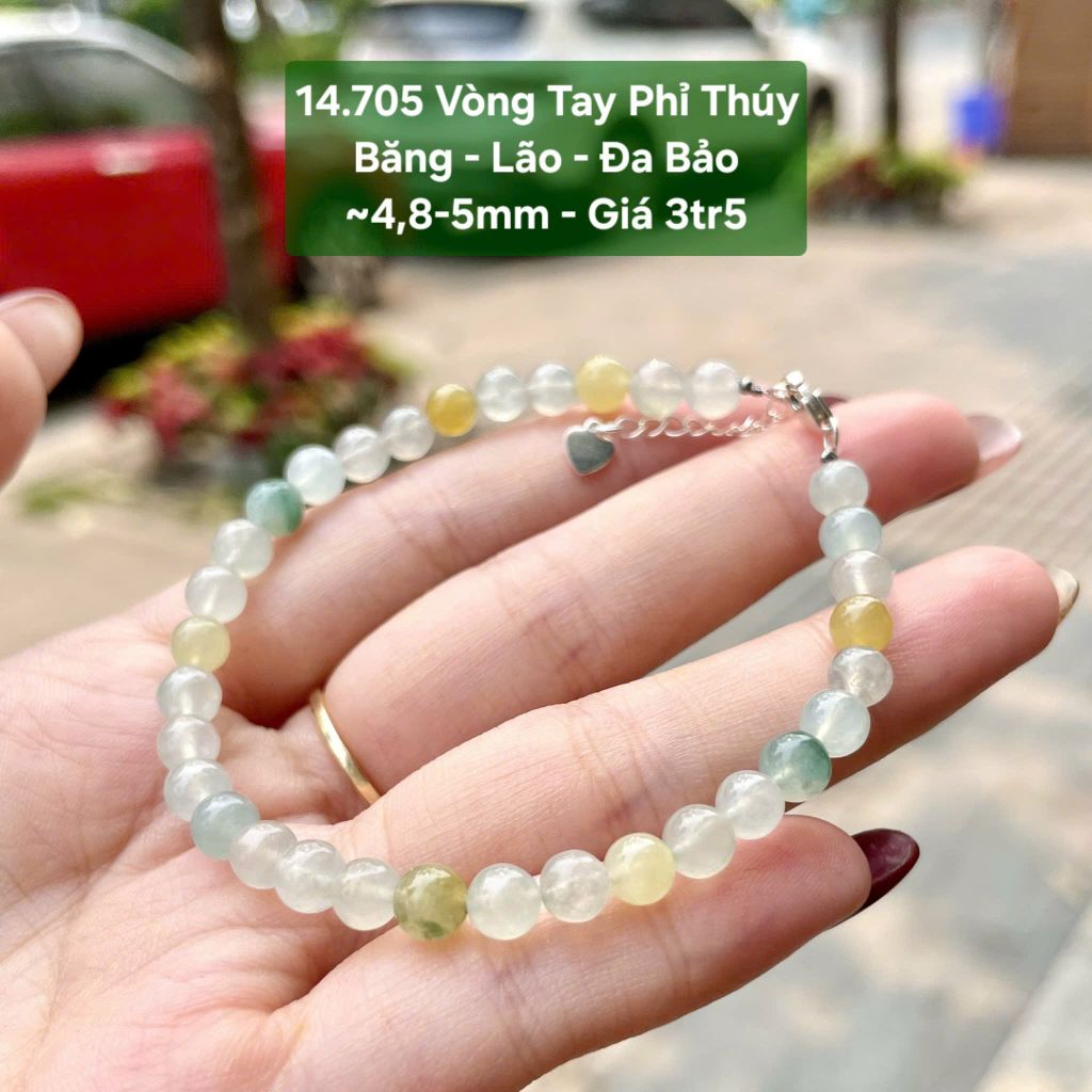14.705 Vòng Tay Phỉ Thúy Băng - Lão - Đa Bảo ~4,8-5mm
