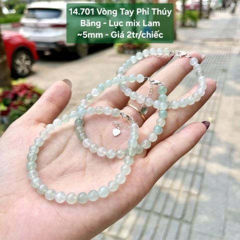 14.701 Vòng Tay Phỉ Thúy Băng - Lục mix Lam ~5mm