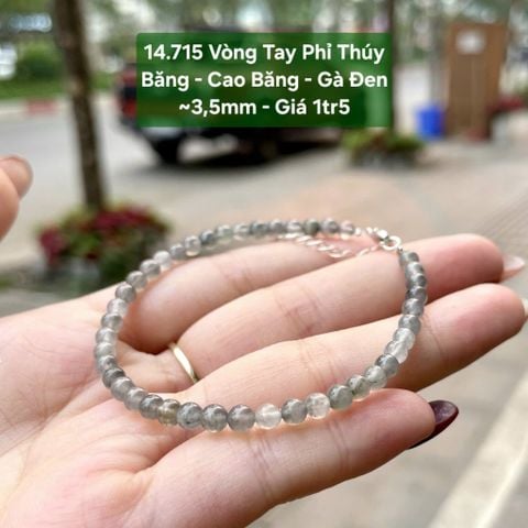 14.715 Vòng Tay Phỉ Thúy Băng - Cao Băng - Gà Đen ~3,5mm