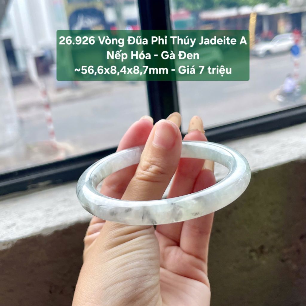 26.926 Vòng Đũa Phỉ Thuý Jadeite A - Nếp Hoá - Gà Đen ~ 56,6x8,4x8,7mm