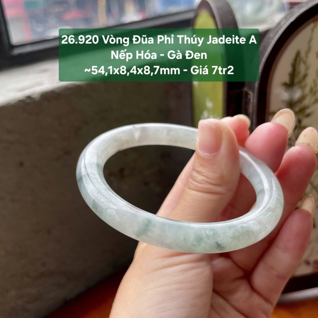 26.920 Vòng Đũa Phỉ Thuý Jadeite A - Nếp Hoá - Gà Đen ~ 54,1x8,4x8,7mm