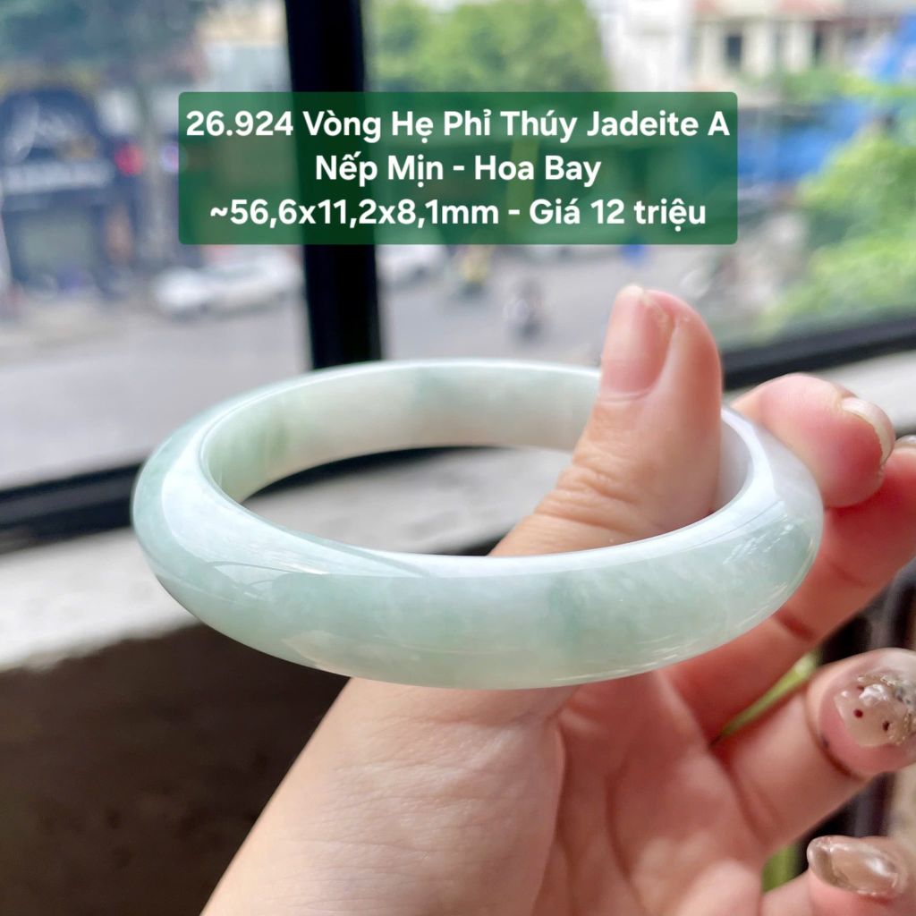 26.924 Vòng Hẹ Phỉ Thuý Jadeite A - Nếp Mịn - Hoa Bay ~ 56,6x11,2x7,1mm