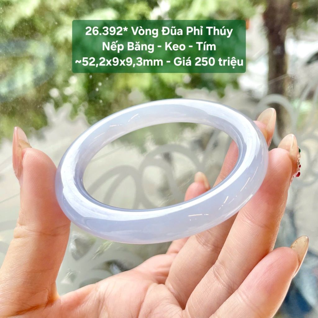 Vòng Đũa Phỉ Thúy Nếp Băng - Keo - Tím ~52,2x9x9,3mm 26.392*