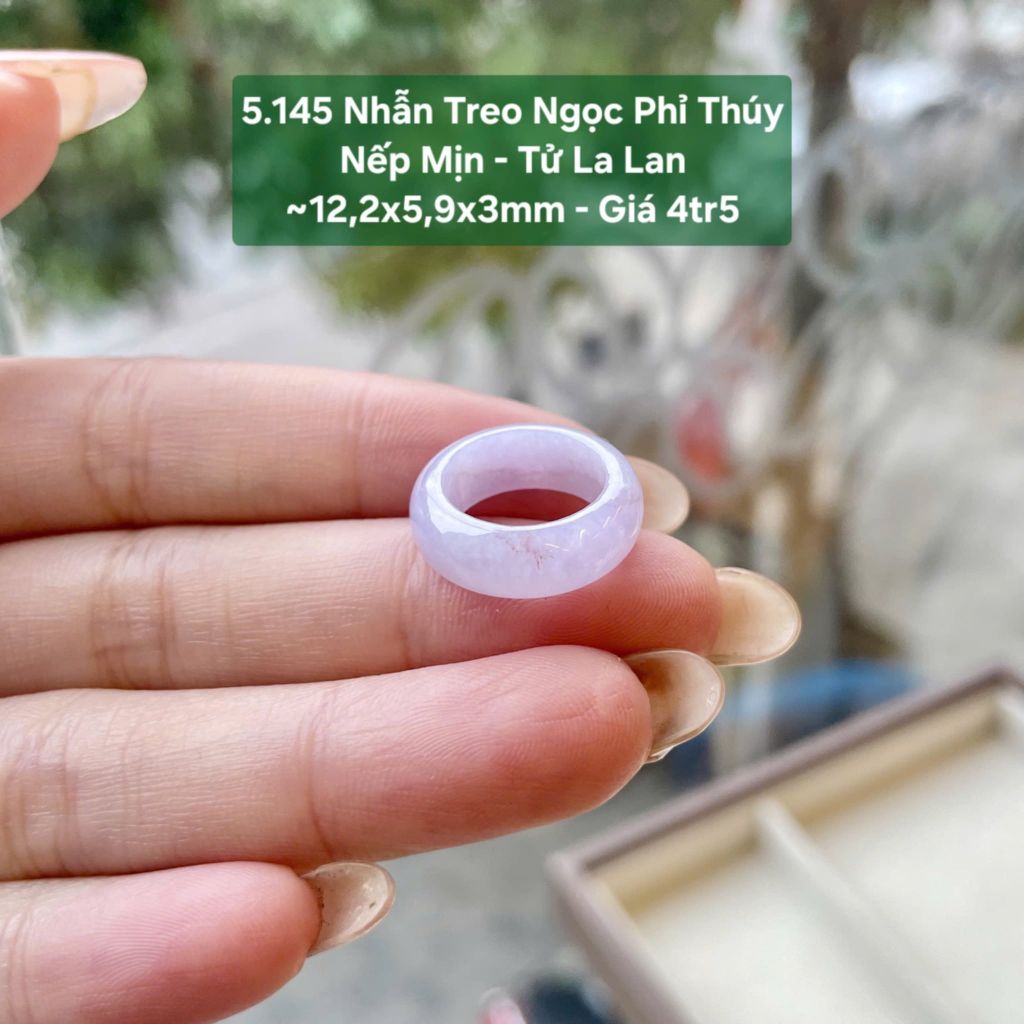 Nhẫn Treo Ngọc Phỉ Thúy Nếp Mịn - Tử La Lan ~12,2x5,9x3mm 5.145