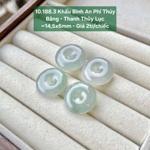 Khấu Bình An Phỉ Thúy Băng - Thanh Thủy Lục ~14,5x6mm 10.188.3