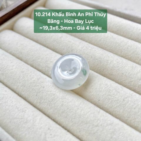 Khấu Bình An Phỉ Thúy Băng - Hoa Bay Lục ~19,3x6,3mm 10.214