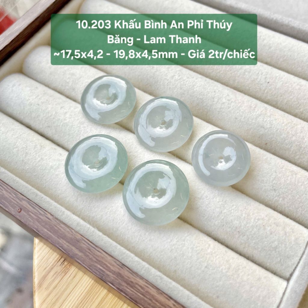 Khấu Bình An Phỉ Thúy Băng - Lam Thanh ~ 17,5x4,2 - 19,8x4,5mm 10.203