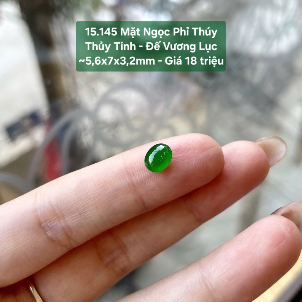 Mặt Ngọc Phỉ Thúy Thủy Tinh - Đế Vương Lục ~5,6x7x3,2mm 15.145
