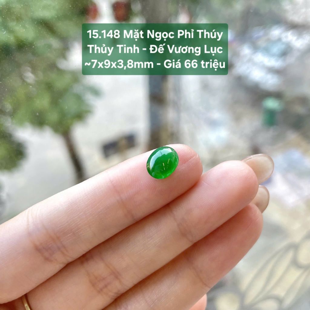 Mặt Ngọc Phỉ Thúy Thủy Tinh - Đế Vương Lục ~7x9x3,8mm 15.148