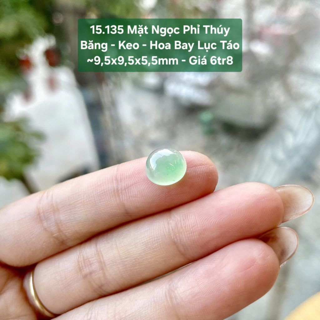 Mặt Ngọc Phỉ Thúy Băng - Keo - Hoa Bay Lục Táo ~9,5x9,5x5,5mm 15.135