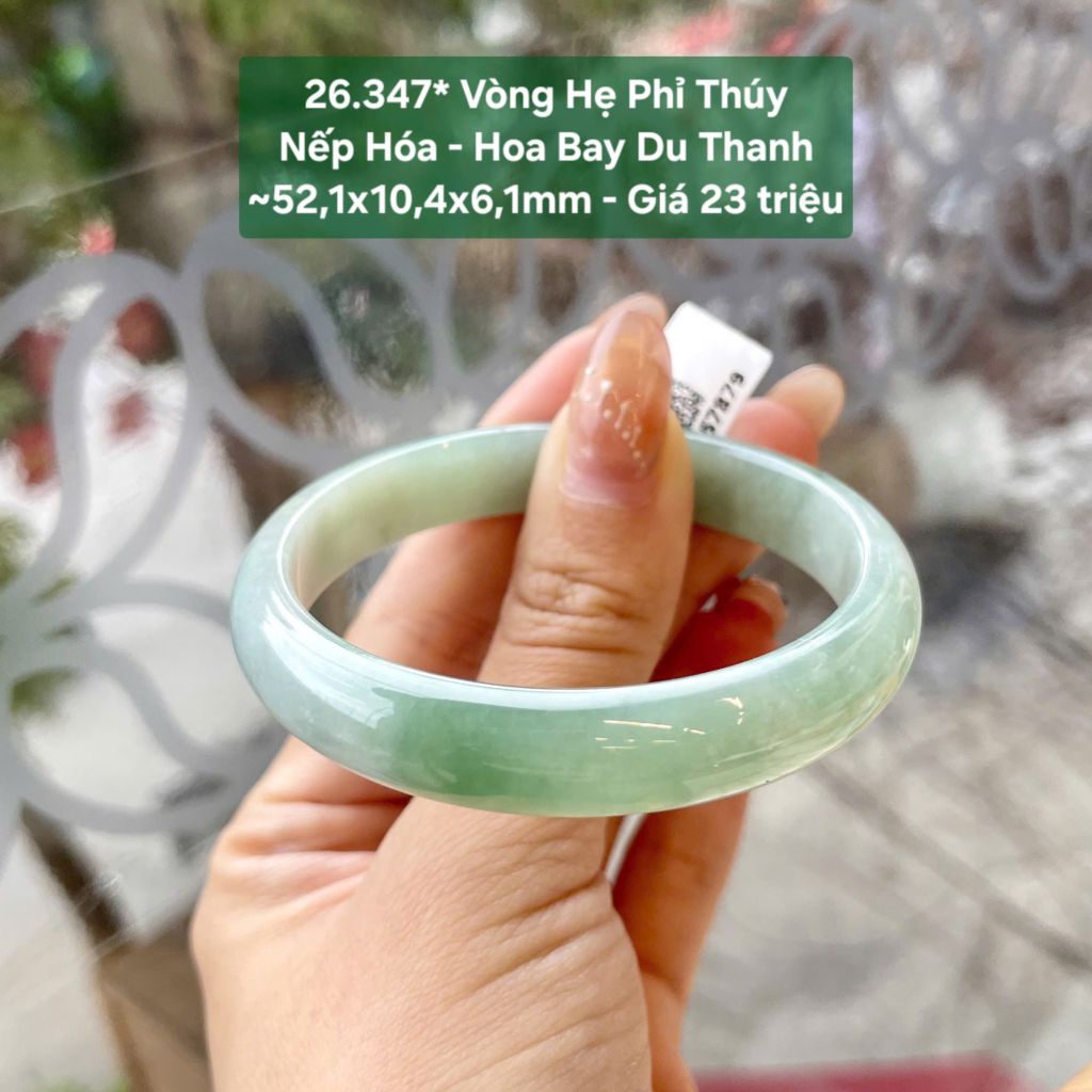 Vòng Hẹ Phỉ Thúy Nếp Hóa - Hoa Bay Du Thanh ~52,1x10,4x6,1mm 26.347*