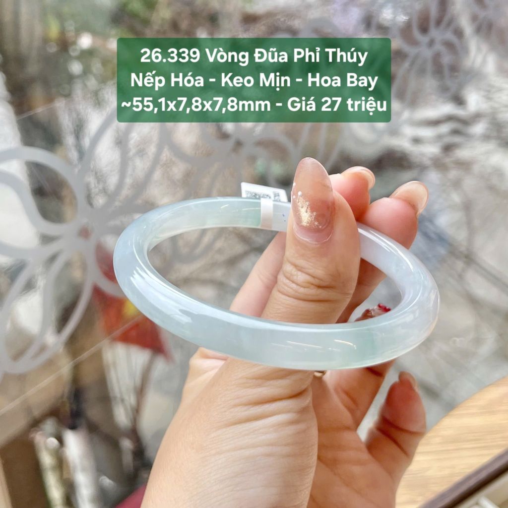 Vòng Đũa Phỉ Thúy Nếp Hóa - Keo Mịn - Hoa Bay ~55,1x7,8x7,8mm 26.339