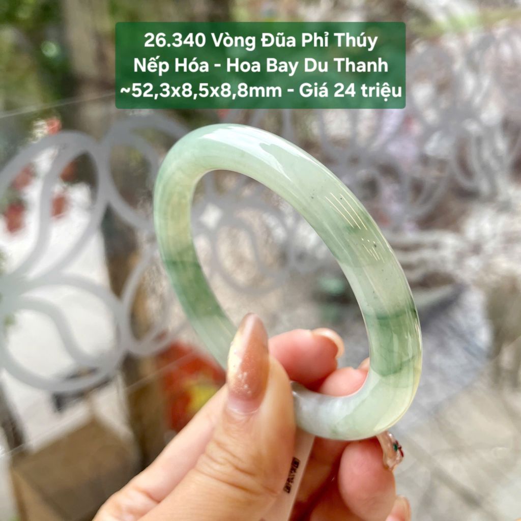 Vòng Đũa Phỉ Thúy Nếp Hóa - Hoa Bay Du Thanh ~52,3x8,5x8,8mm 26.340