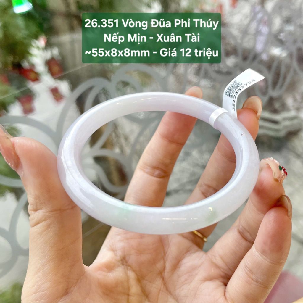 Vòng Đũa Phỉ Thúy Nếp Mịn - Xuân Tài ~55x8x8mm 26.351