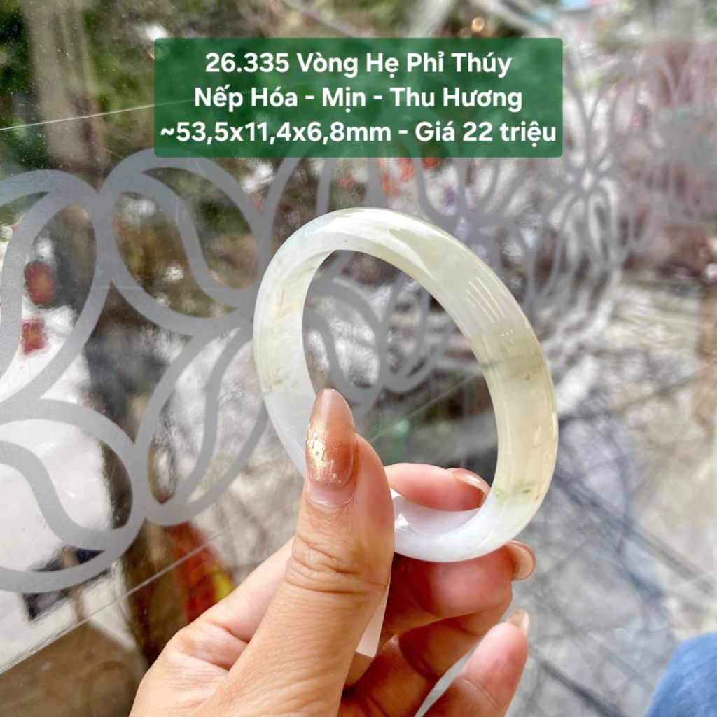 Vòng Hẹ Phỉ Thúy Nếp Hóa - Mịn - Thu Hương ~53,5x11,4x6,8mm 26.335