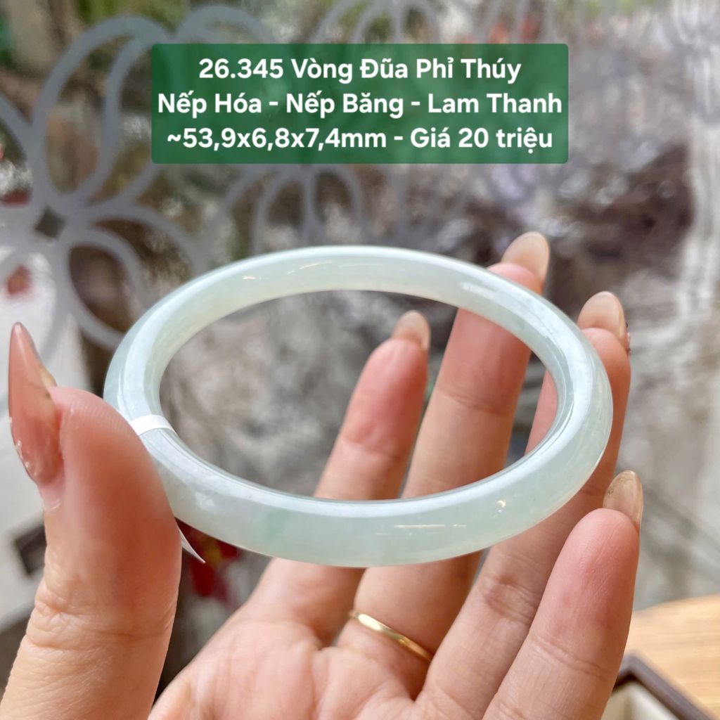 Vòng Đũa Phỉ Thúy Nếp Hóa - Nếp Băng - Lam Thanh ~53,9x6,8x7,4mm 26.345