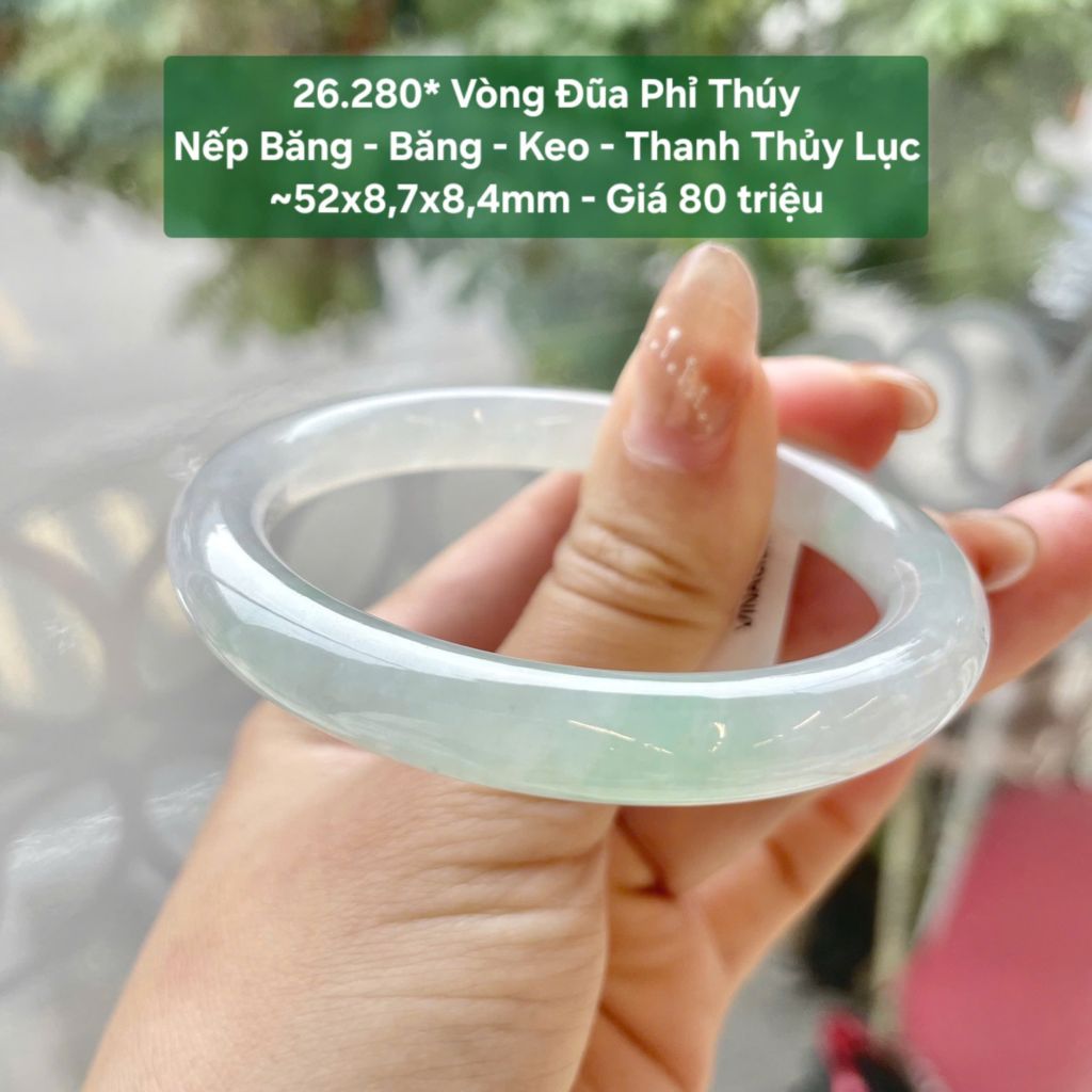 Vòng Đũa Phỉ Thúy Nếp Băng - Băng - Keo - Thanh Thủy Lục ~52x8,7x8,4mm 26.280*