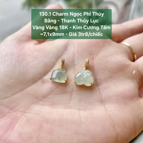 Charm Ngọc Phỉ Thúy Băng -  Thanh Thủy Lục VV18K – KC Tấm ~7,1x9mm 130.1