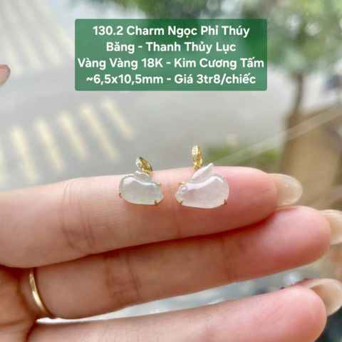 Charm Ngọc Phỉ Thúy Băng – Thanh Thủy Lục VV18K – KC Tấm ~6,5x10,5mm 130.2
