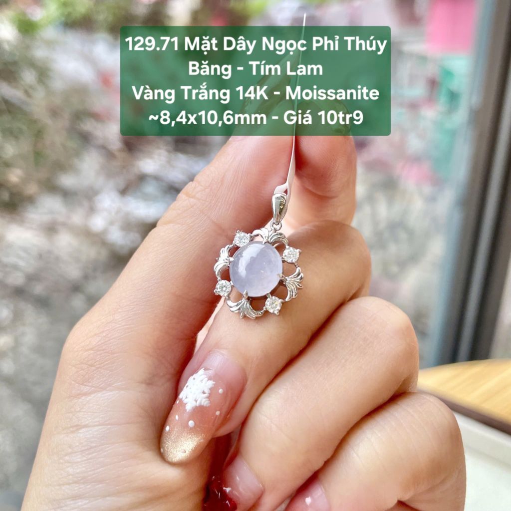 Mặt Dây Ngọc Phỉ Thúy  Băng – Tím Lam VT14K – Moissanite ~8,4x10,6mm 129.71