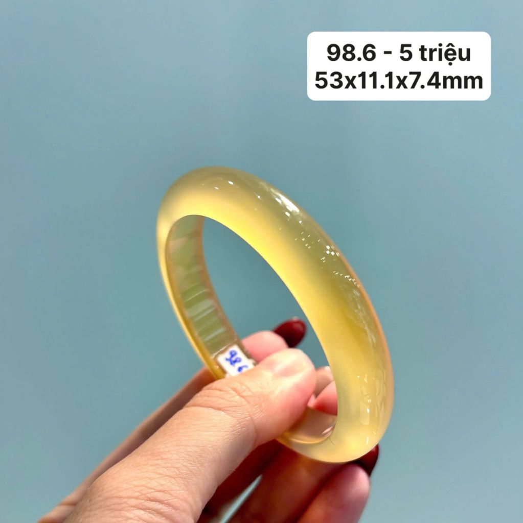 98.6 Vòng Ngọc Tuỷ Chalcedony Màu Vàng Hoàng Kim 53x11,1x7,4mm