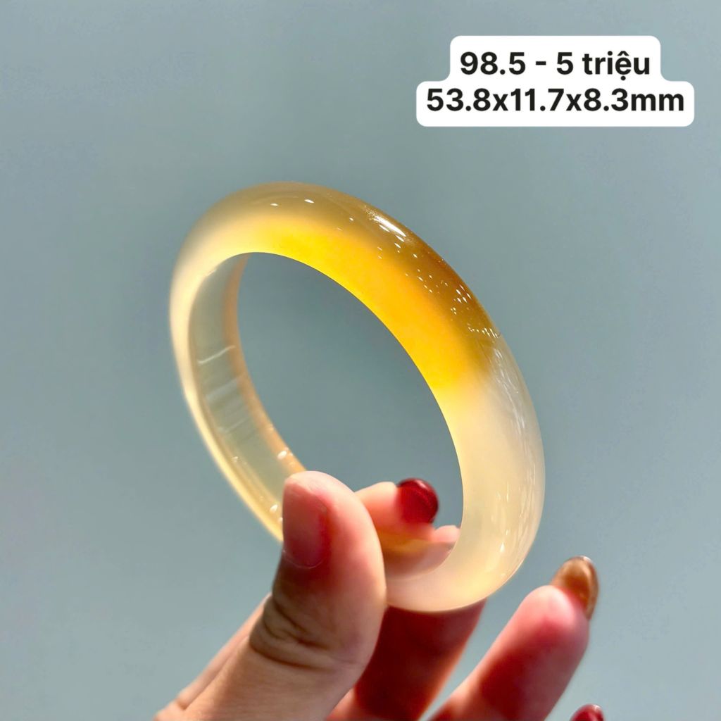 98.5 Vòng Ngọc Tuỷ Chalcedony Màu Vàng Hoàng Kim 53,8x11,7x8,3mm