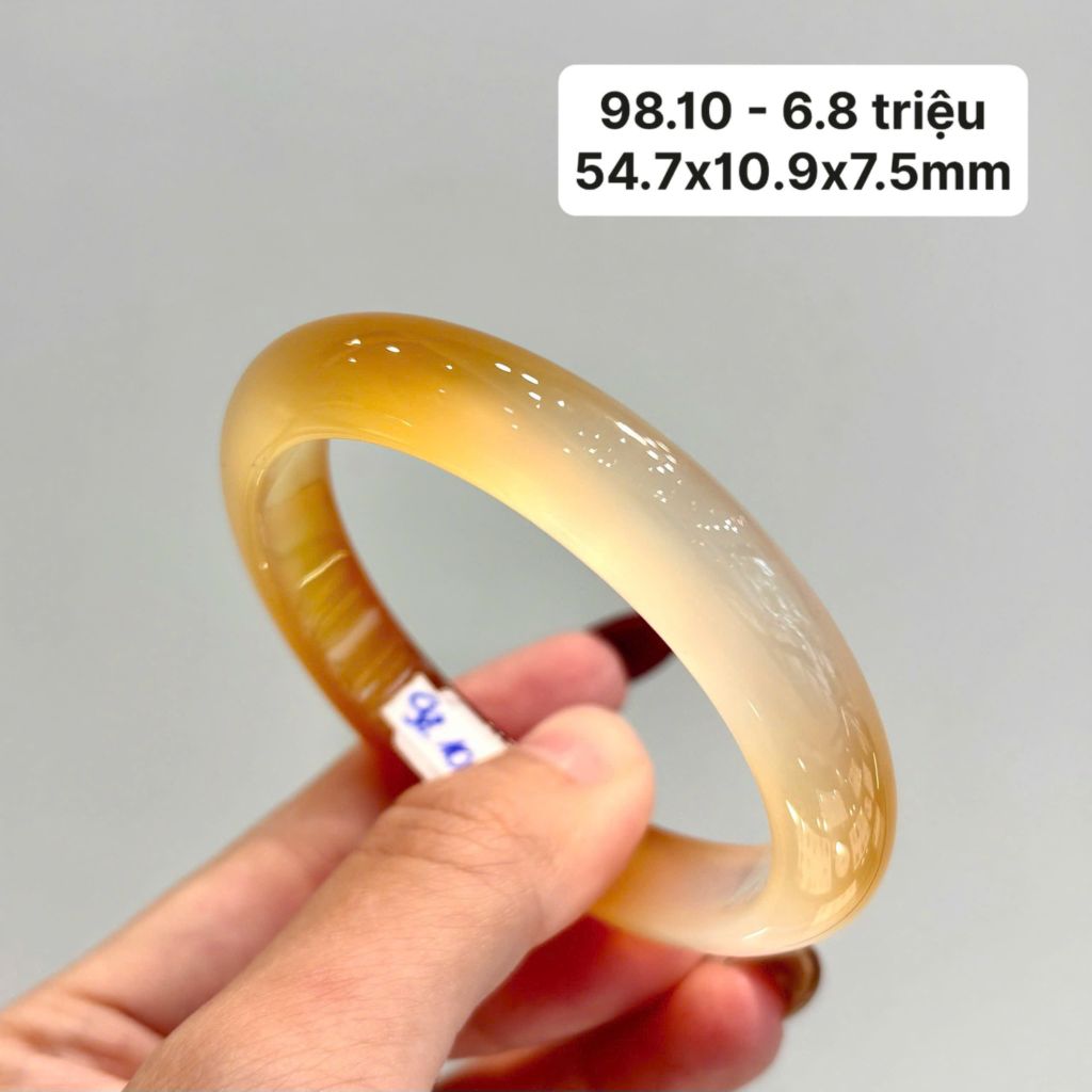 98.10 Vòng Ngọc Tuỷ Chalcedony Màu Vàng Hoàng Kim 54,7x10,9x7,5mm
