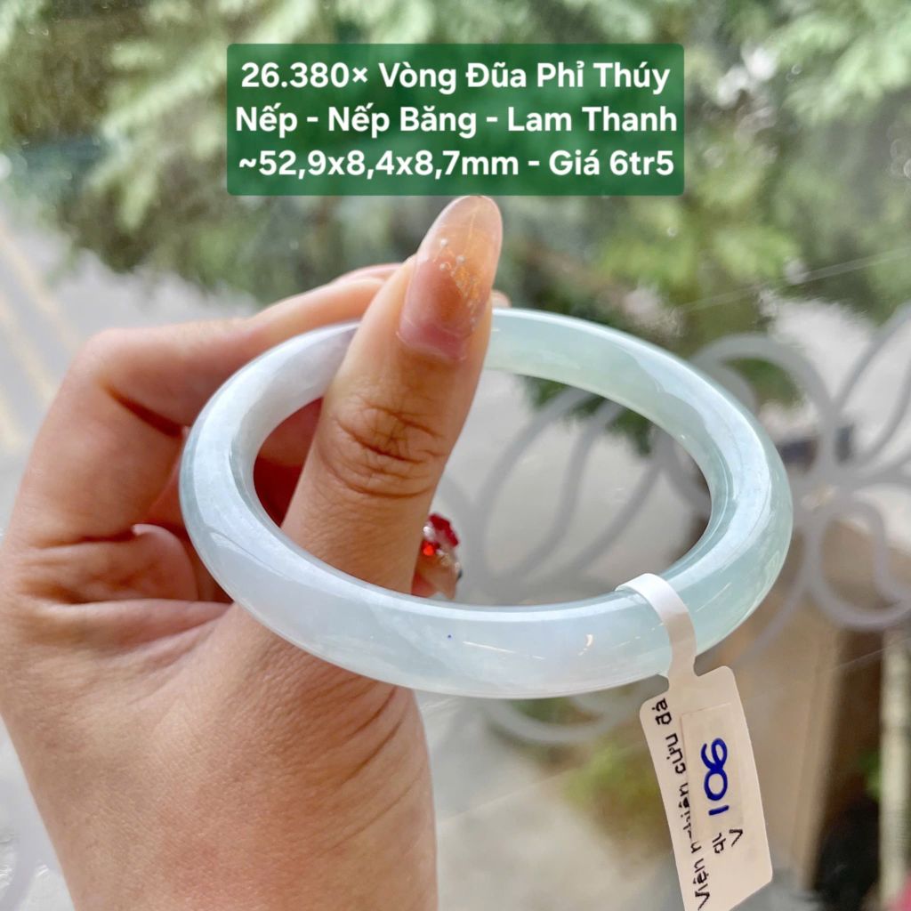 Vòng Đũa Phỉ Thúy Nếp - Nếp Băng - Lam Thanh ~52,9x8,4x8,7mm 26.380x