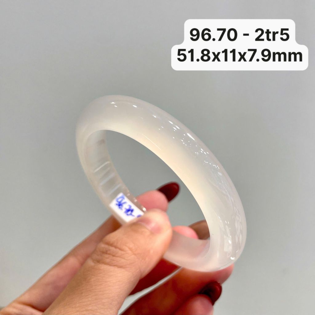 96.70 Vòng Ngọc Tuỷ Chalcedony Bạch Nguyệt Quang 51,8x11x7,9mm