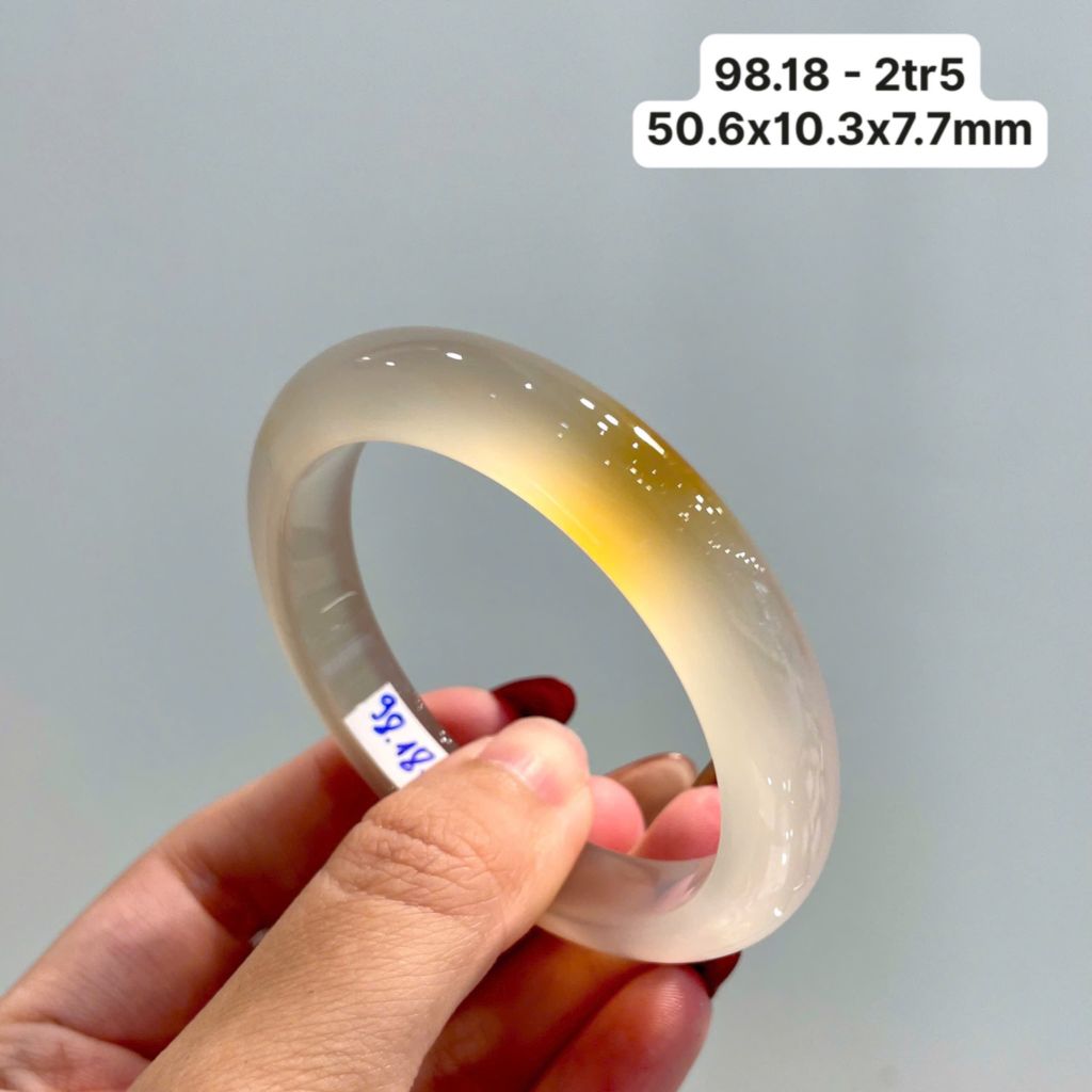 98.18 Vòng Ngọc Tuỷ Chalcedony Đốm Hoàng Kim 50,6x10,3x7,7mm