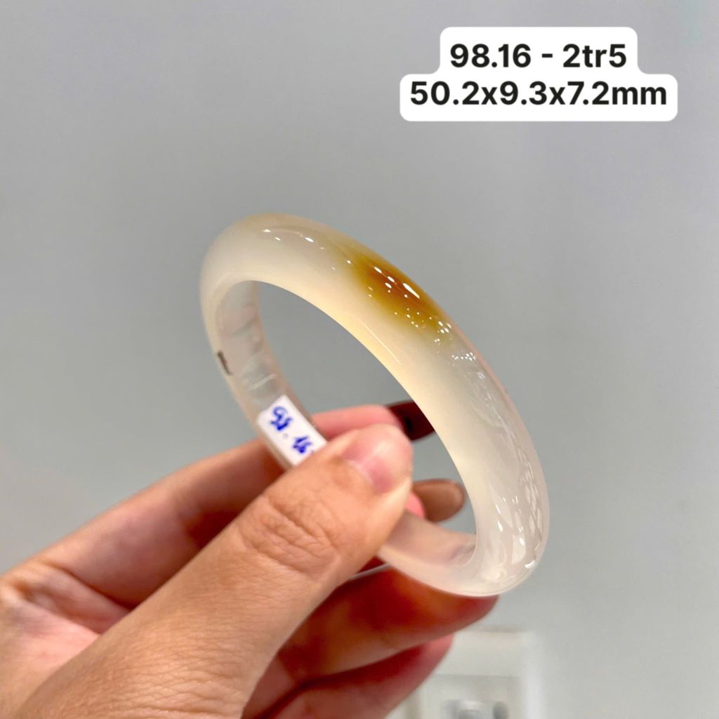 98.16 Vòng Ngọc Tuỷ Chalcedony Đốm Hoàng Kim 50,2x9,3x7,2mm