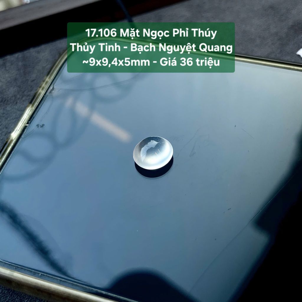 Mặt Ngọc Phỉ Thúy Thủy Tinh - Bạch Nguyệt Quang ~9x9,4x5mm 17.106