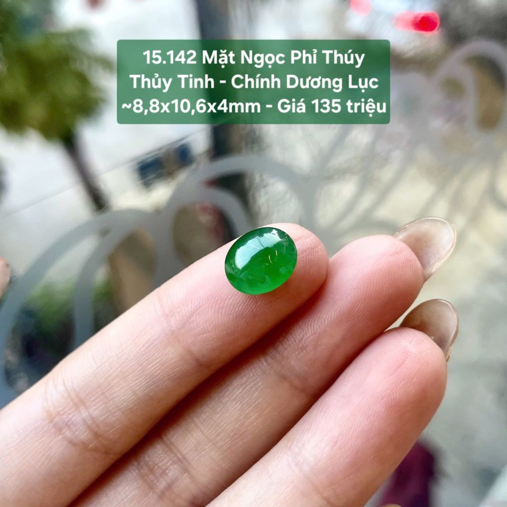 Mặt Ngọc Phỉ Thúy Thủy Tinh - Chính Dương Lục ~8,8x10,6x4mm 15.142