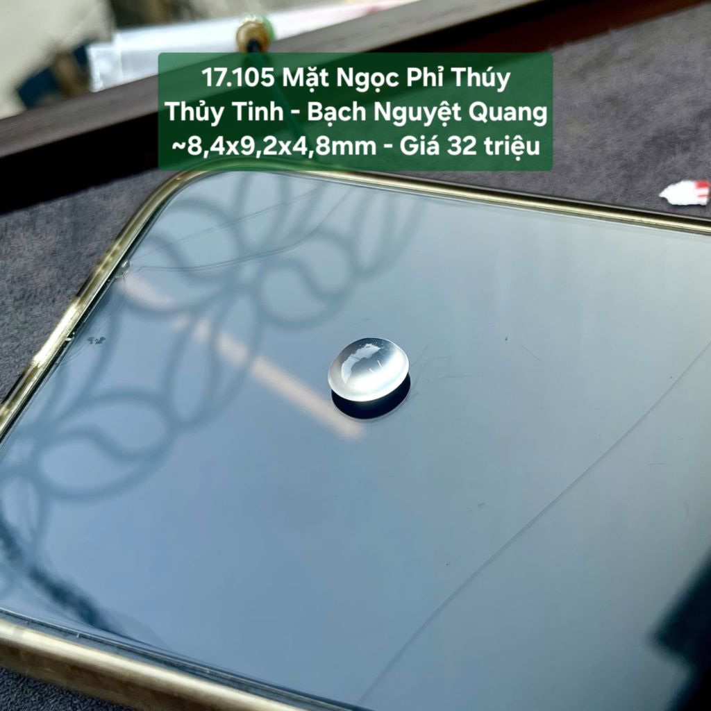 Mặt Ngọc Phỉ Thúy Thủy Tinh - Bạch Nguyệt Quang ~8,4x9,2x4,8mm 17.105